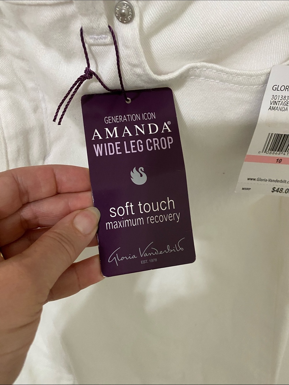 NWT Gloria Vanderbilt White Wide-Leg Cropped Jeans - Picture 8 of 10